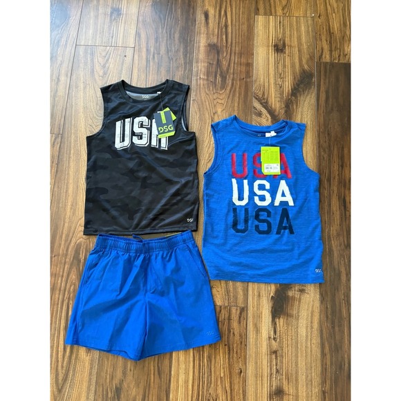 Boys' DSG Tank & Shorts Bundle – Blue & Camo – Size XS - Picture 1 of 4